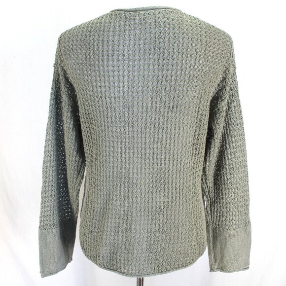 Haven Well Within Organic Cotton Linen Open Stitch Cardigan Sweater Size S Green - Picture 5 of 7